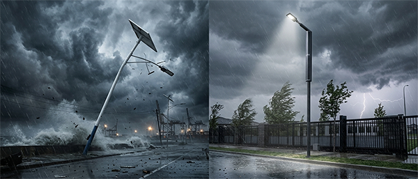 Wind-resistant solar lighting architecture