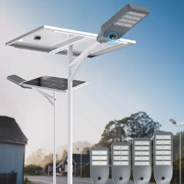 Double arms split solar street light illumination area analysis