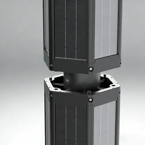 Vertical cylindrical solar panels wrapping a street light pole — Solar Wrap design