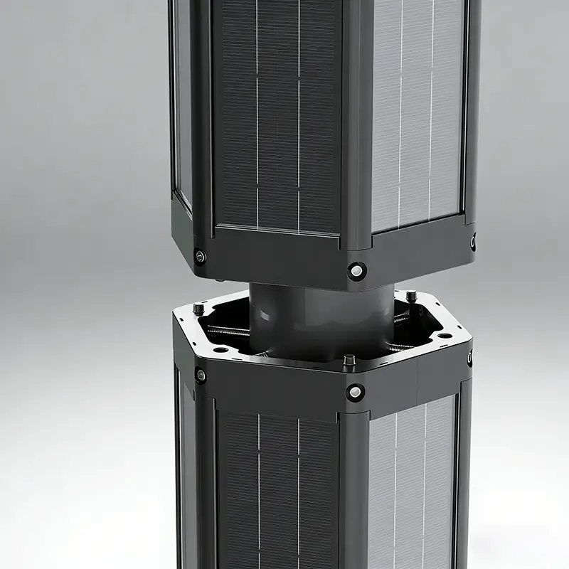 Vertical SolarWrap panel module for pole-mounted solar lighting