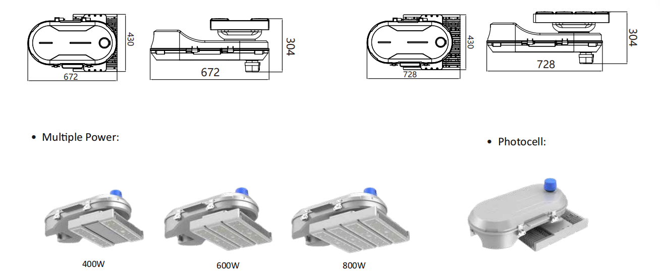 SKYWING SF09 dimension drawing 672/430/304mm and 728/430/304mm housings