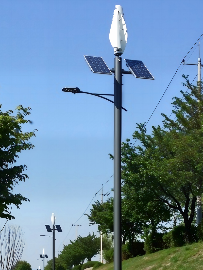 Wind solar hybrid LED street lighting for roads and communities