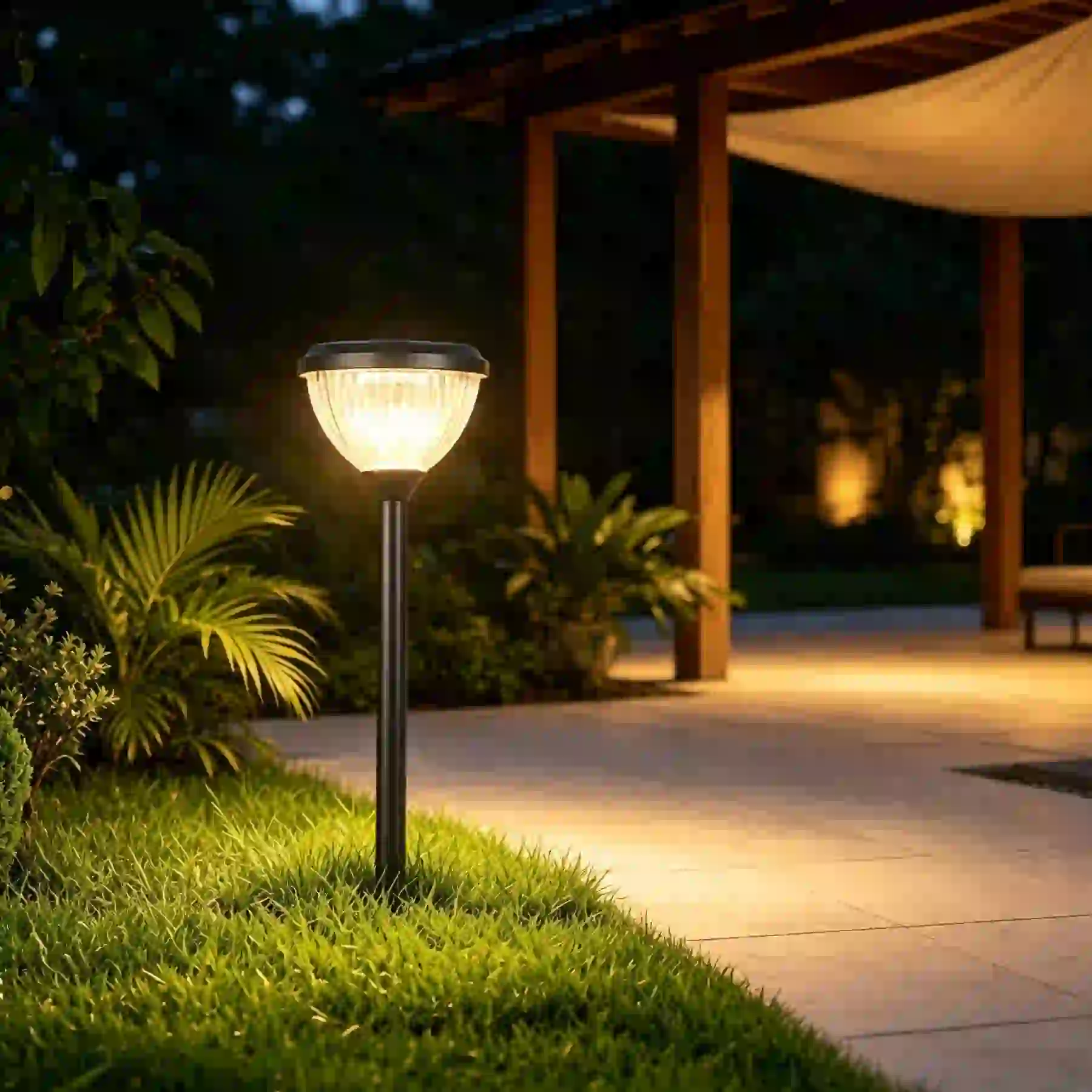 CPD-0705 solar lights along a garden path