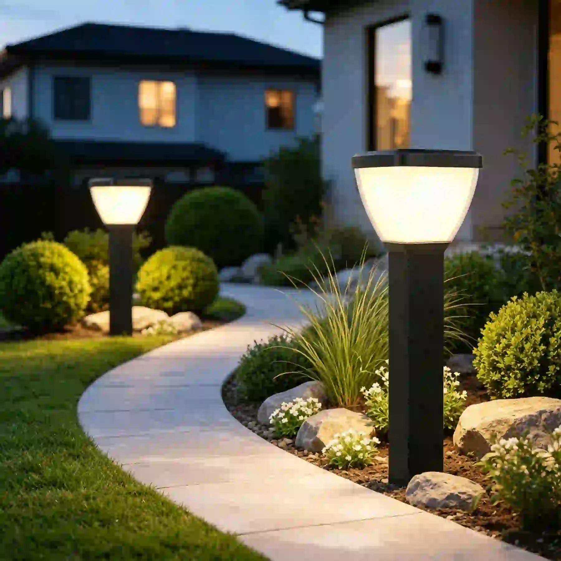 CPD-1106 solar lights in a courtyard
