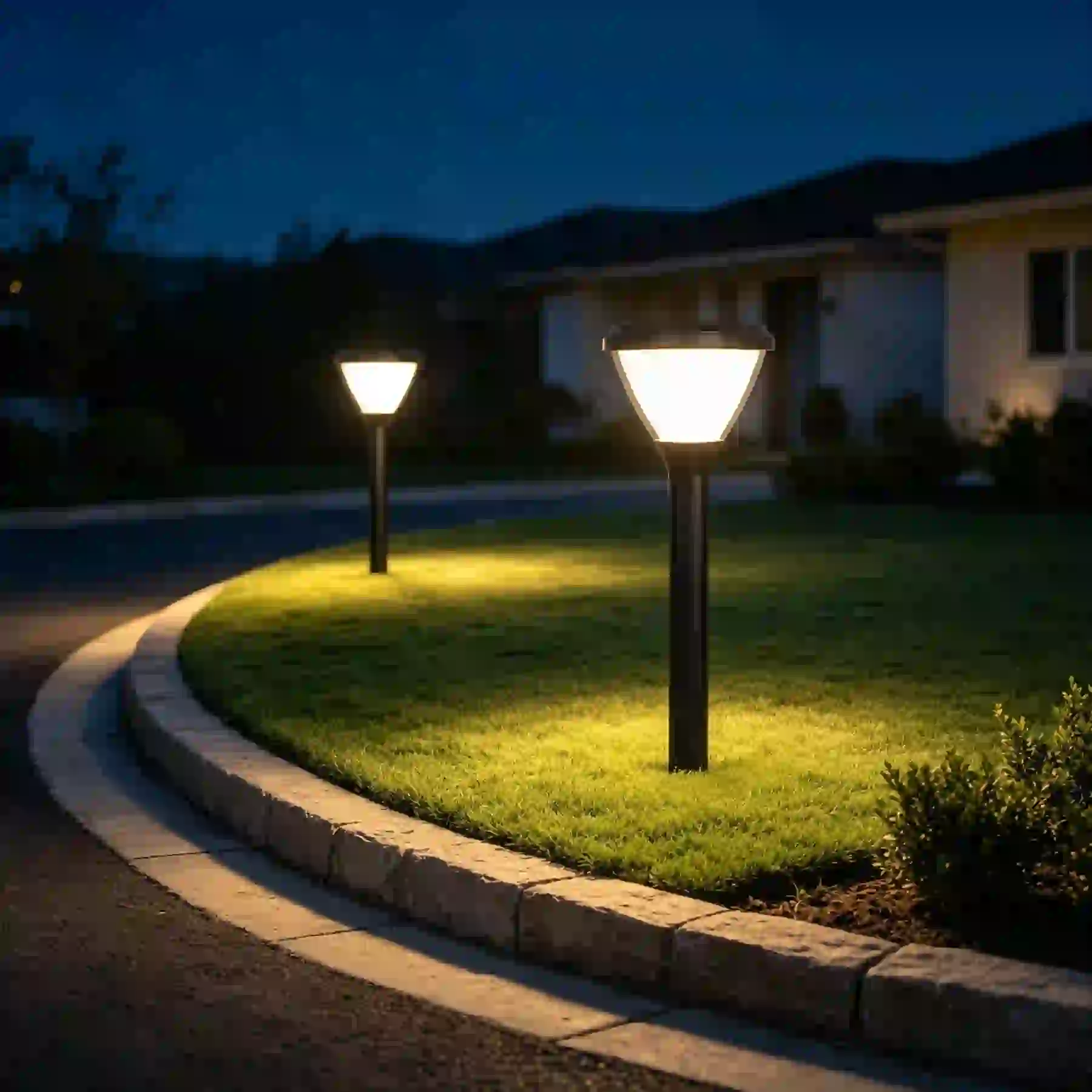 CPD-2104 solar lights beside a residential entry