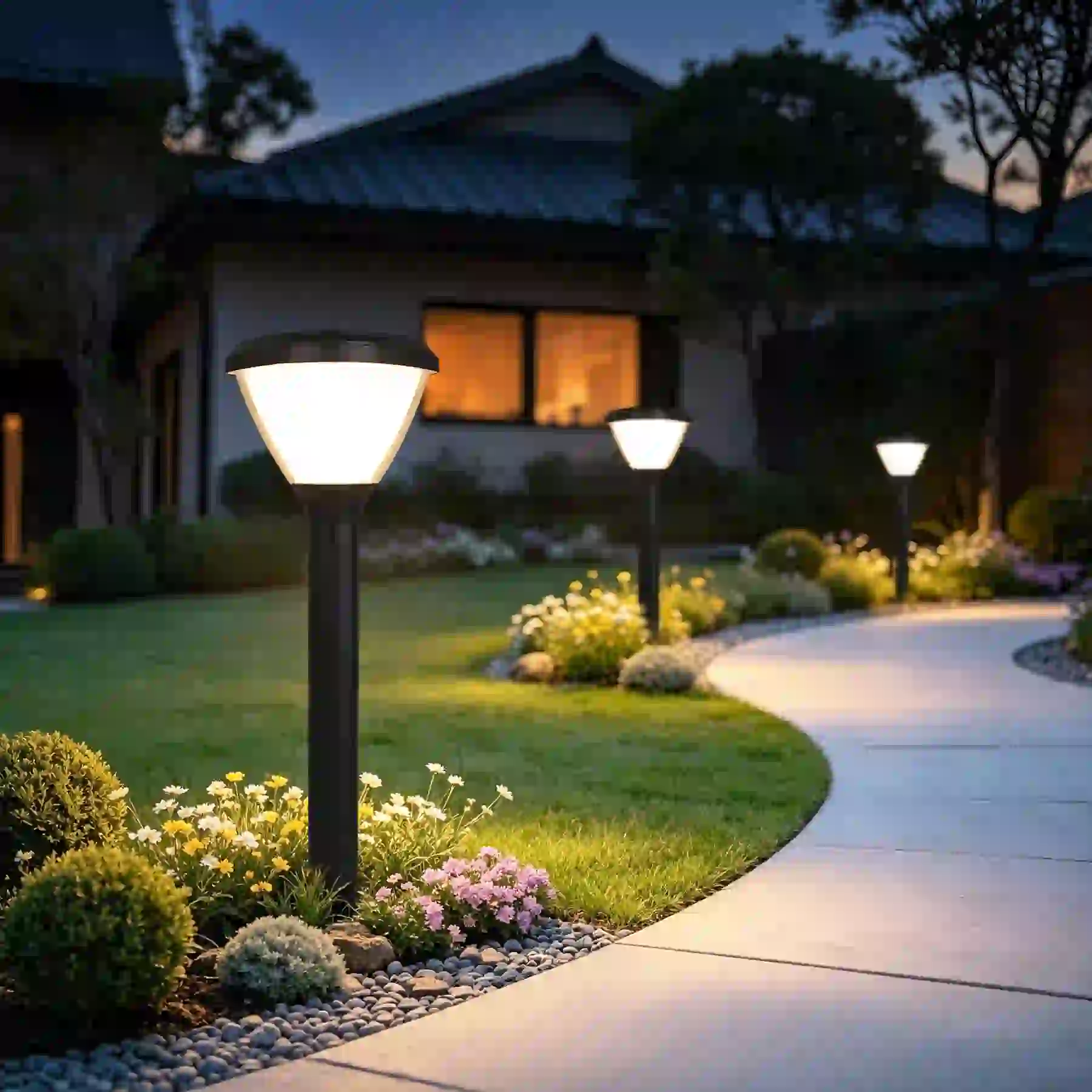 CPD-2104 solar light in a planted garden bed