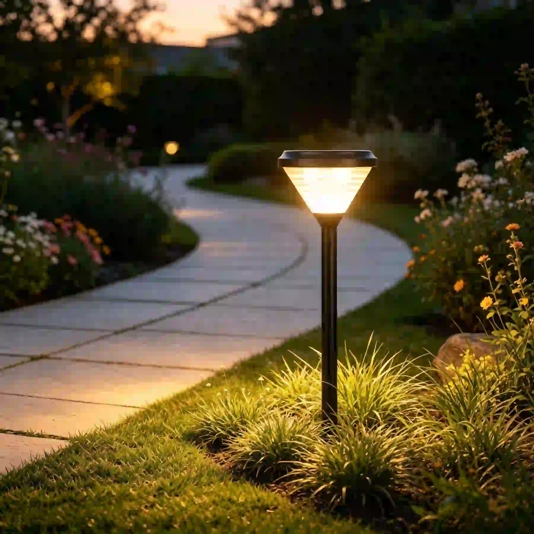CPD-3004 solar light beside a patio seating area