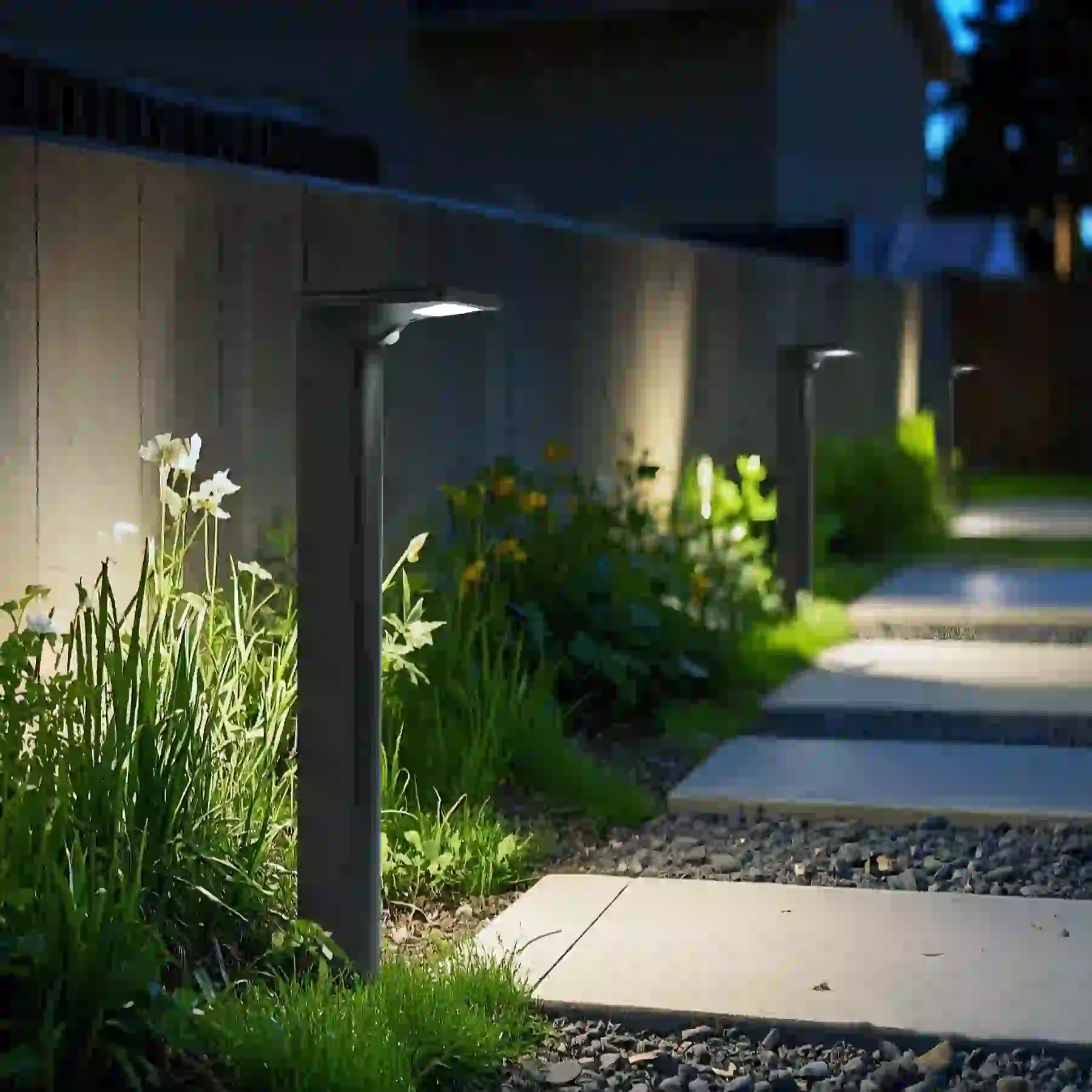 CPD-3005 solar light beside a patio seating area