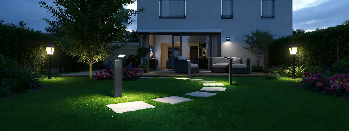 ZC-CPD3008 solar bollard light — die-cast aluminum geometric design with 30-LED array and monocrystalline solar panel for commercial pathways
