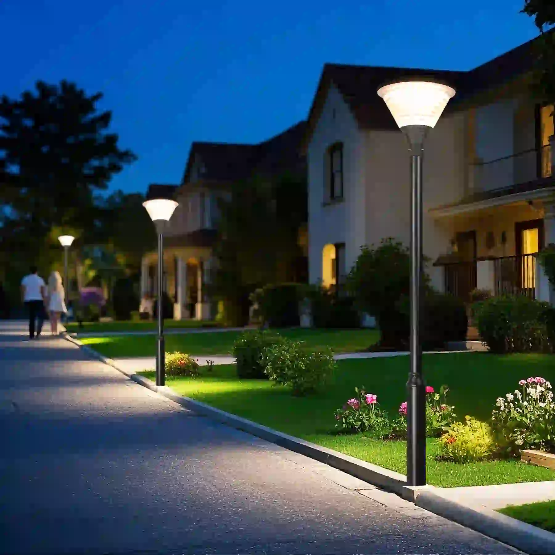 GGD-001 solar lights beside a residential entry