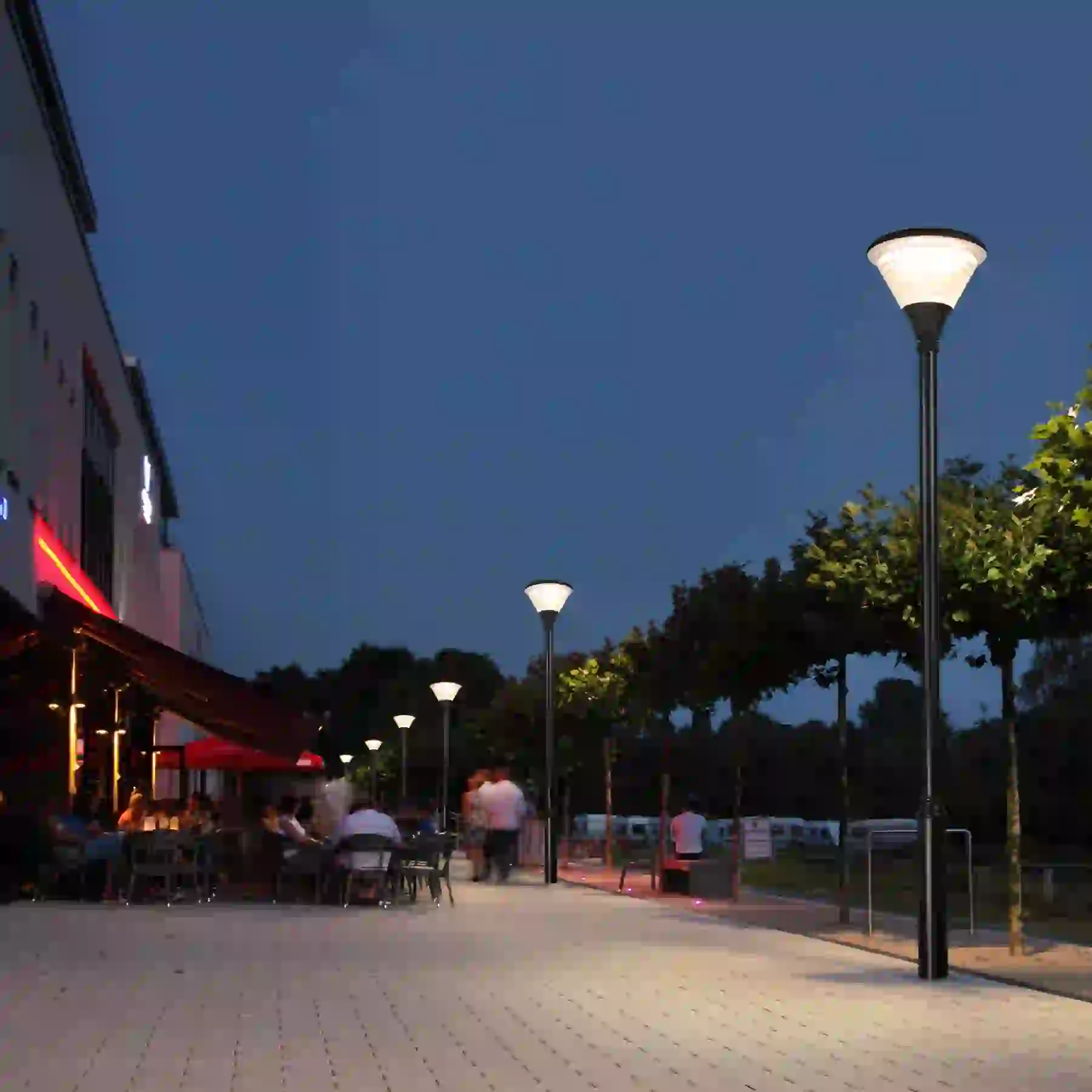 GGD-001 solar light beside a patio seating area