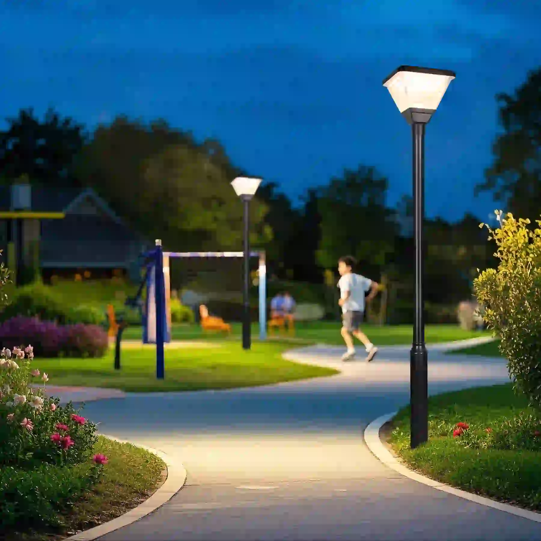 GGD-002 solar lights beside a residential entry