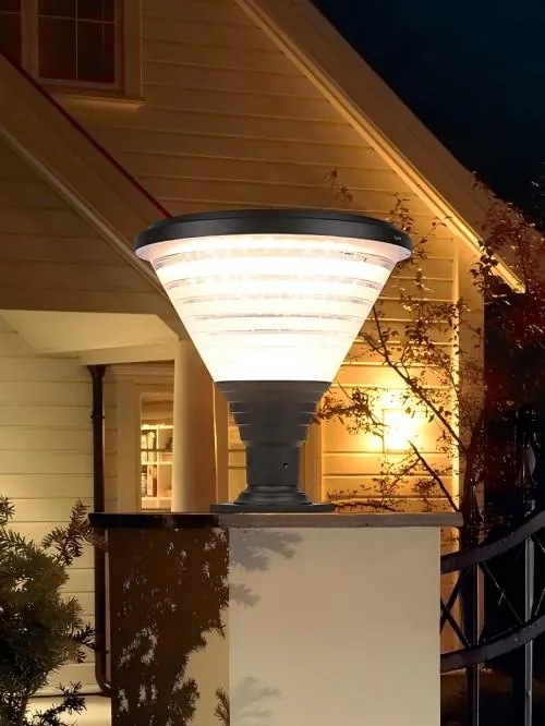 ZTD-001 Solar Pillar Light installed at a pillar-top site at dusk