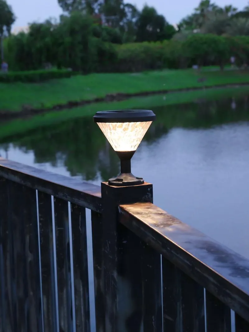 ZTD-0907 Solar Pillar Light installed at a pillar-top site at dusk